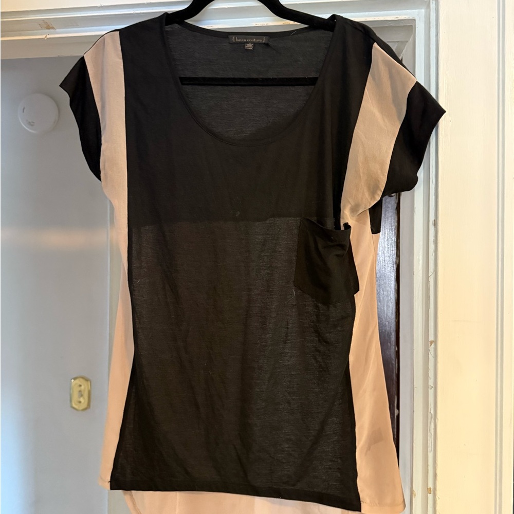 Lucca Couture Black and Cream Short Sleeve Tee
